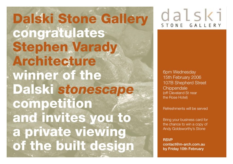 Dalski Stone Competition_Winner Invitation_Stephen Varady Image ©